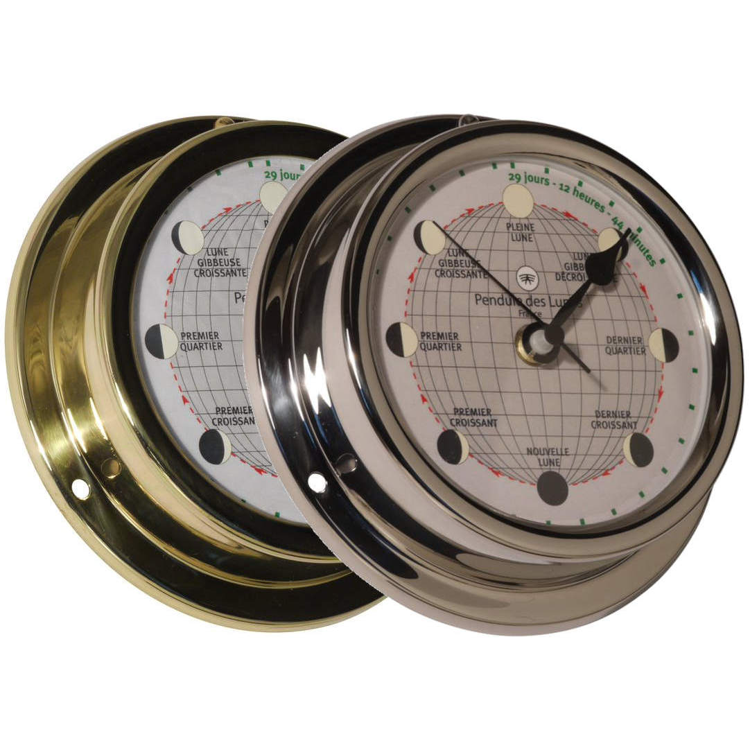 Alt-MOON-CLOCK Indicateur de phase de lune boitier marine 127 mm compact laiton ou inox ALTITUDE